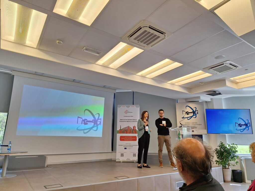 Photo caption: Dr Jasmina Stojkovska and Professor Andrea Cochis are opening the session “Bioreactors and biomaterials for recreation of microenvironments in skeletal tissues”